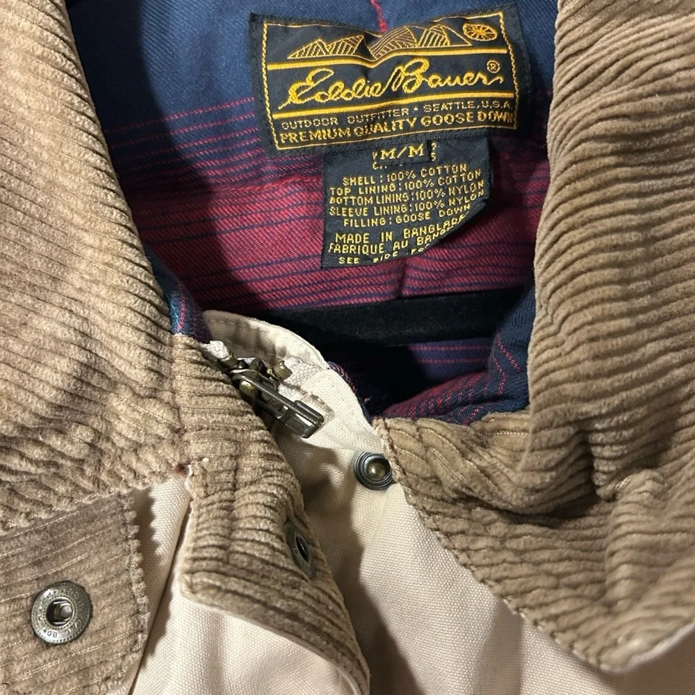 Men's Vintage Eddie Bauer Goose Down Corduroy Collar Jacket Size M